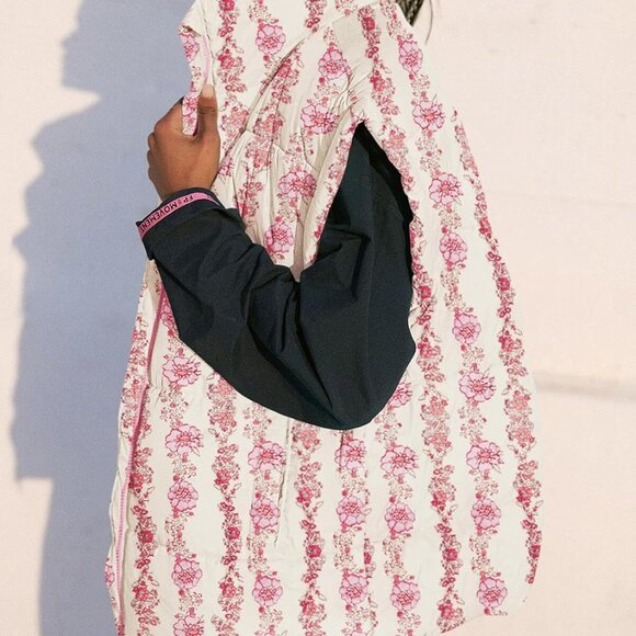 Womens Floral Oversized Puffer Vest Cap Sleeve Winter Warm Puffy Quilted Jackets - Picture 2 of 5